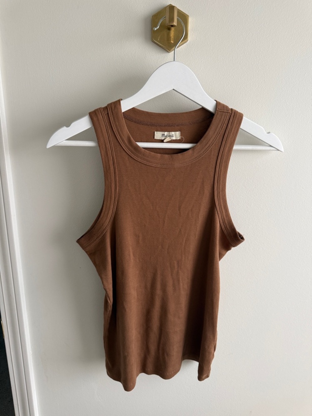 Madewell Brown Ribbed Crewneck Tank